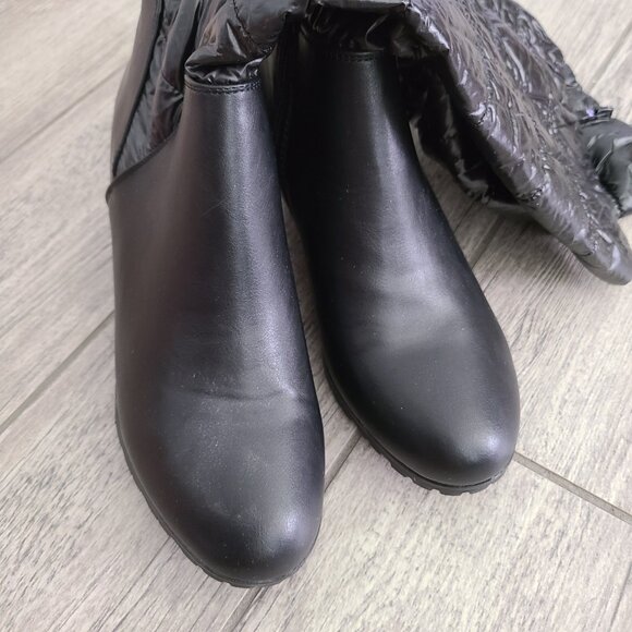 GLOBALWIN Black Quilted Knee-High Block Heel Winter Boots Women’s Size 9 - Picture 10 of 10